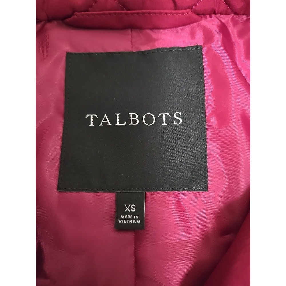 Talbots Quilted‎ Coat Raspberry Women's XS Snap Front - Picture 4 of 4